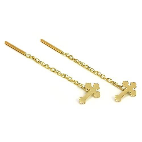 9 Karat (375) Gold Gotisches Kreuz Kette Durchzieher Ohrringe von jewellerybox