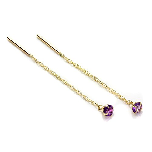 9 Karat Gelbgold 3,5mm Amethyst Edelstein Durchzieher Ohrringe von jewellerybox