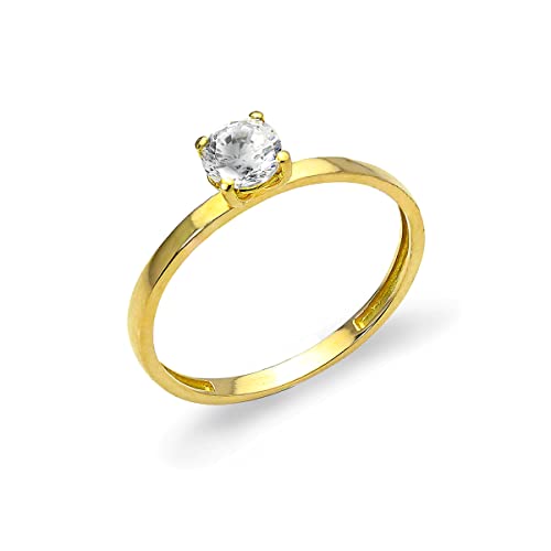 jewellerybox 9 Karat Gelbgold & 5mm CZ Kristall Stapelring | Ringgröße: 55 (Durchmesser: 17,5mm) von jewellerybox