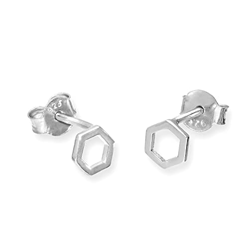 925 Sterlingsilber Hexagon Kontur Ohrstecker von jewellerybox