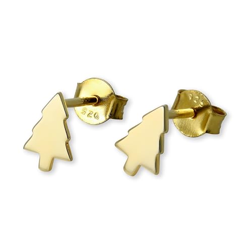 Gold getauchtes 925 Sterlingsilber Weihnachtsbaum Ohrstecker von jewellerybox