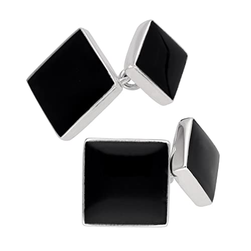 Sayers London Sterlingsilber Onyx doppelseitige Manschettenknöpfe von jewellerybox