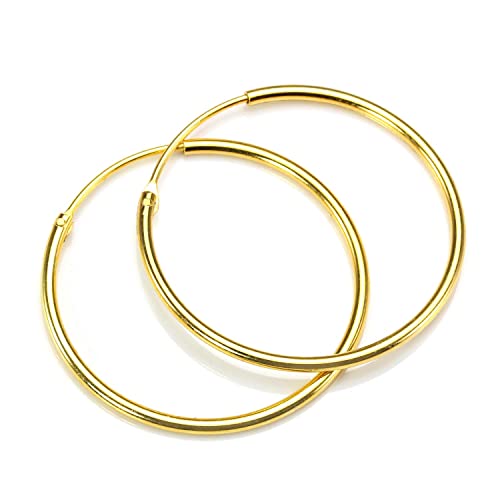 Sterling Silber 25mm Hoop Sleeper Ohrringe getaucht Gold von jewellerybox