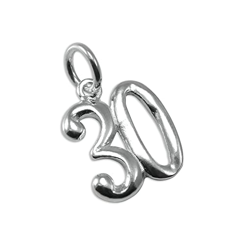 jewellerybox Sterling Silber 30. Geburtstag Nummer Charm Anhänger von jewellerybox