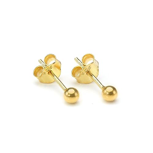 Sterling Silber 3mm Ball Ohrstecker getaucht Gold von jewellerybox