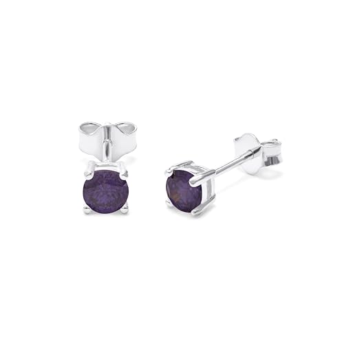Sterling Silber Amethyst CZ Geburtsstein 4 mm Ohrstecker von jewellerybox