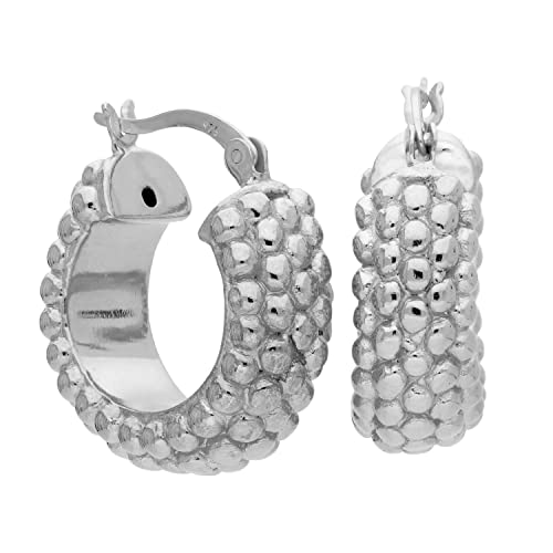 Sterling Silber Bommel Perlen klobige runde Creolen von jewellerybox