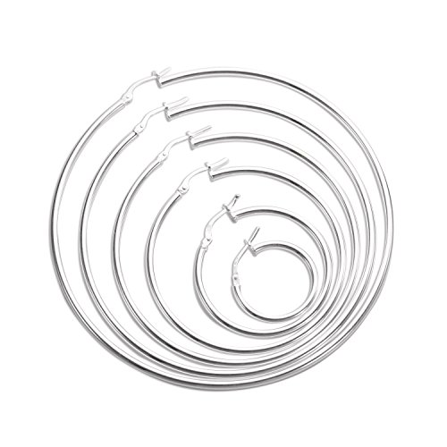 Sterling-Silber Einfarbige 2mm Runde Hoop Sleeper Ohrringe | Innendurchmesser: 50mm von jewellerybox