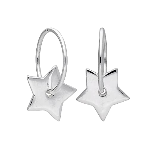 Sterling Silber Floating Star Charm Creolen 12 mm Ohrringe von jewellerybox