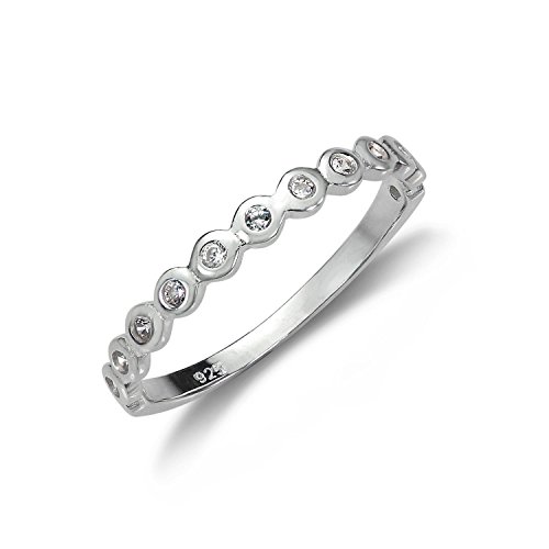 Sterling Silber Halber Ewigkeit Ring mit Kristallen Dots ergänzt | Ringgröße: 48 (Durchmesser: 15,3mm) von jewellerybox