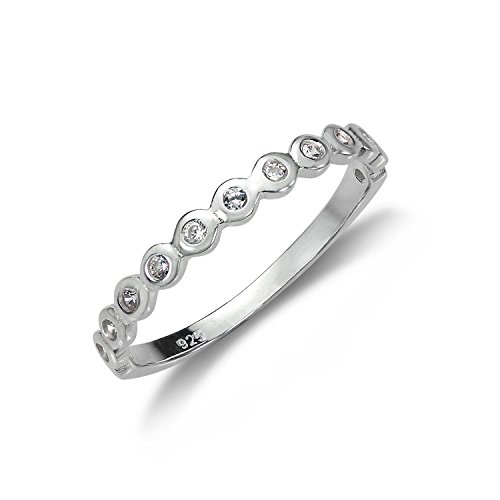 Sterling Silber Halber Ewigkeit Ring mit Kristallen Dots ergänzt | Ringgröße: 57 (Durchmesser: 18,1mm) von jewellerybox