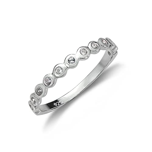 Sterling Silber Halber Ewigkeit Ring mit Kristallen Dots ergänzt | Ringgröße: 62 (Durchmesser: 19,7mm) von jewellerybox