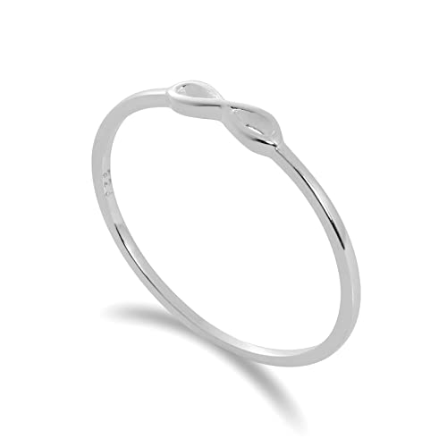Sterling-Silber Unendlichkeit Infinity Symbol 1mm Stapelring | Ringgröße: 58 (erhältliche Ringgrößen 49-65) von jewellerybox