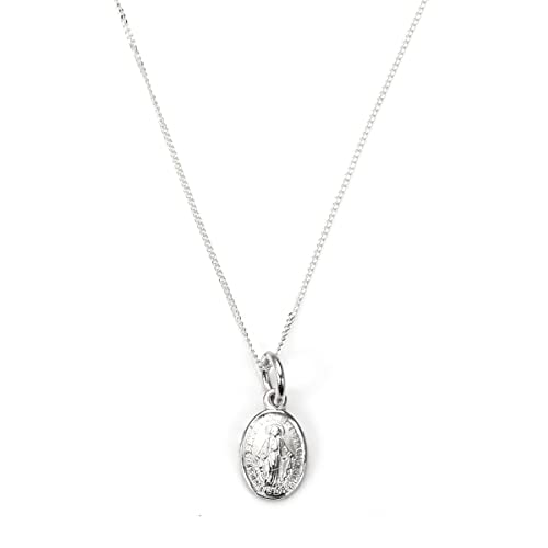 Sterling Silber Wundertätige Mirakulöse Maria Medaille Schmuckanhänger | Kettenlänge: 16 inches (40,6cm) von jewellerybox