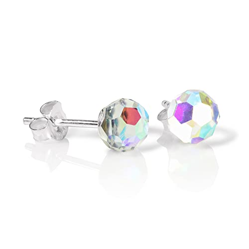 Sterling-Silber & Aurora Borealis Facettierte 6mm Kristall Kugel Ohrstecker von jewellerybox