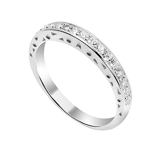 Sterling-Silber und Cubic Zirkonia Kristall Halber Ewigkeit Ring | Größe: 53 (erhältliche Größen: 48-63) von jewellerybox