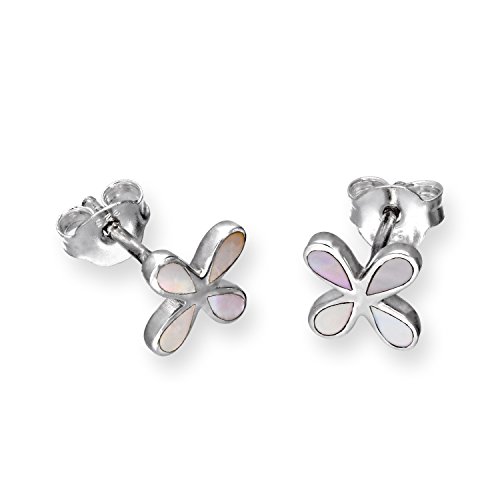 Sterling Silber & Perlmutt Blume Ohrstecker von jewellerybox