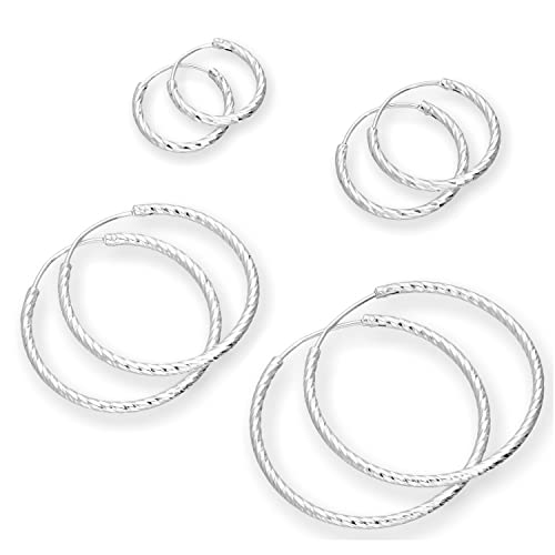 Sterlingsilber Diamantschliff Creolen Ohrringe 18mm von jewellerybox