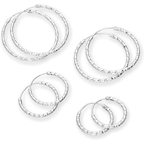 Sterlingsilber Diamantschliff Creolen Ohrringe 25mm von jewellerybox