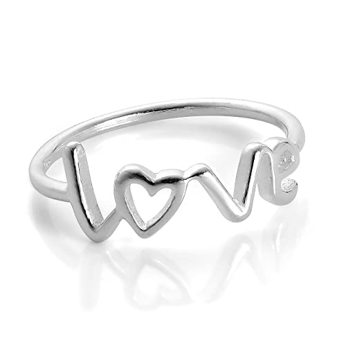 jewellerybox Sterlingsilber Love Herz Ring Größe 65 (Erhältlich 48-65) von jewellerybox