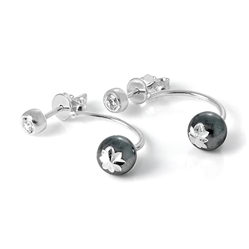 Sterlingsilber Ohrjacken Ear Jacket Ohrstecker mit CZ Kristall & Tahitianische Perle von jewellerybox