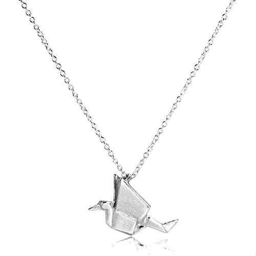 jewellerybox Sterlingsilber Origami Kranich Anhänger an Kette - 45,7 cm (18 Inch) von jewellerybox