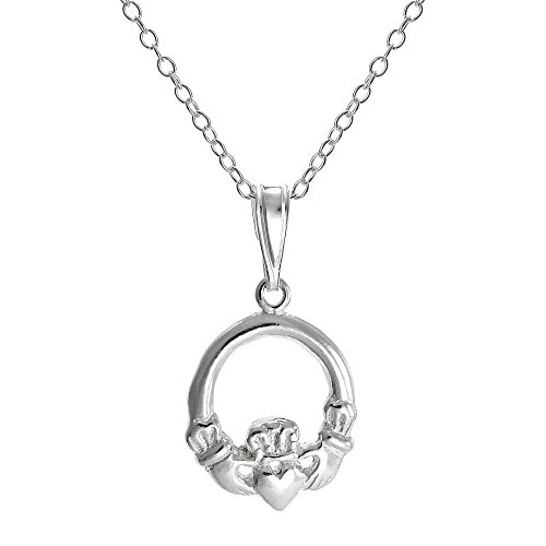 jewellerybox Sterlingsilber Rund Claddagh Anhänger Halskette an 45,7cm Kette von jewellerybox