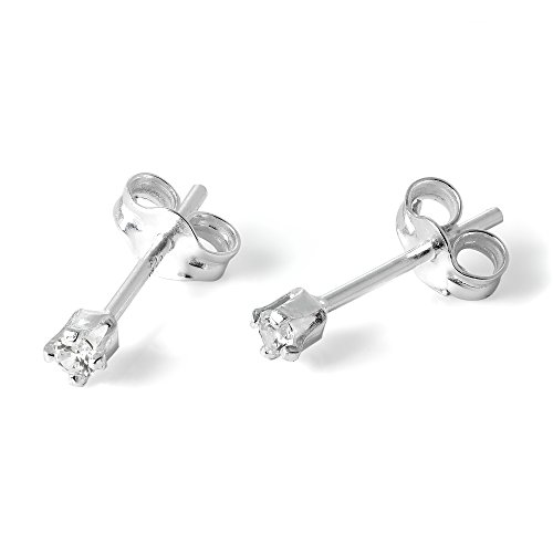 Sterlingsilber & 2mm Rund Zitrin CZ Kristall Ohrstecker von jewellerybox