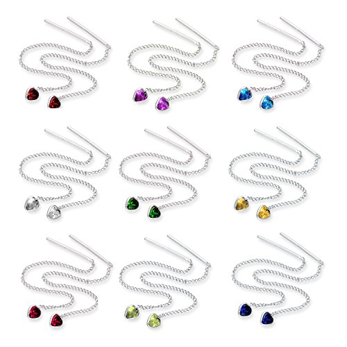 Sterlingsilber & Amethyst CZ Kristall Herz Februar Geburtsstein Durchzieher Ohrringe von jewellerybox