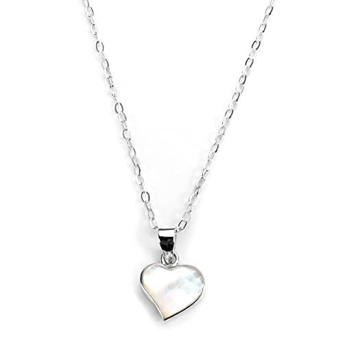jewellerybox Sterlingsilber & Perlmutt Flach Herz Anhänger Halskette/Trace Kette von jewellerybox