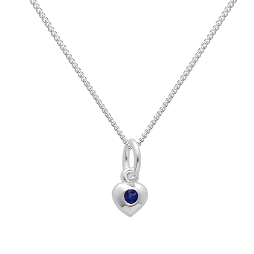 Sterlingsilber & Saphir CZ Kristall September Geburtsstein Herz Halskette - 35,6 cm (14 Inches) von jewellerybox