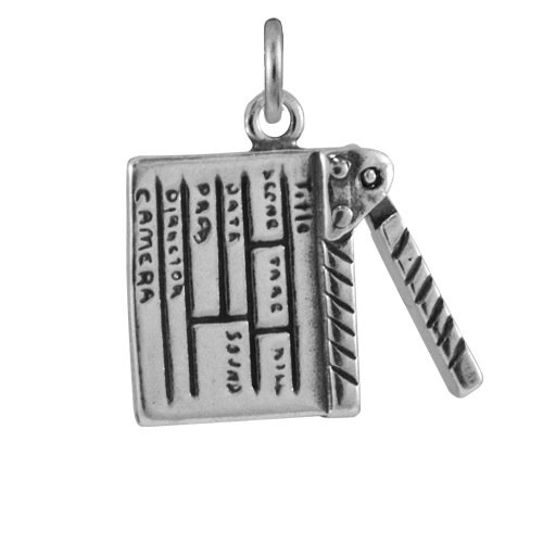 TheCharmWorks Sterling-Silber Film Klappe Charmanhänger | Sterling Silver Clapper Board Charm von TheCharmWorks