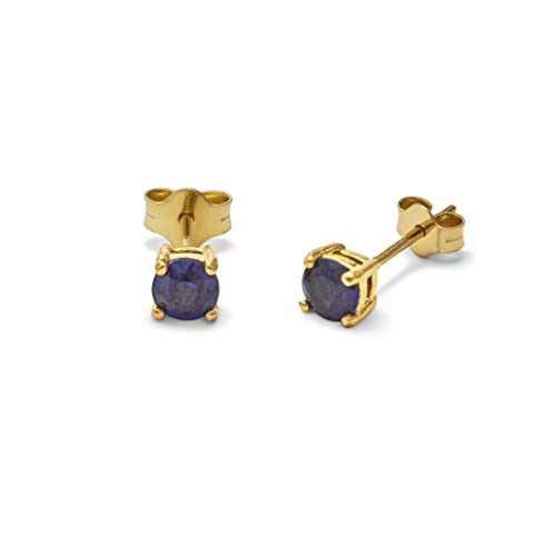 Vergoldete Sterling Silber Saphir CZ 4mm Ohrstecker von jewellerybox