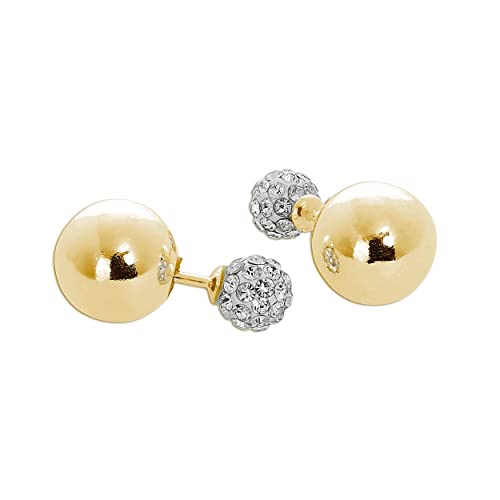Vergoldetes Sterlingsilber Doppelseitige Plain & CZ Kugel Ohrstecker von jewellerybox