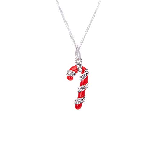 jewellerybox Sterling Silber Candy Cane CZ rote Halskette - 20 Zoll von jewellerybox