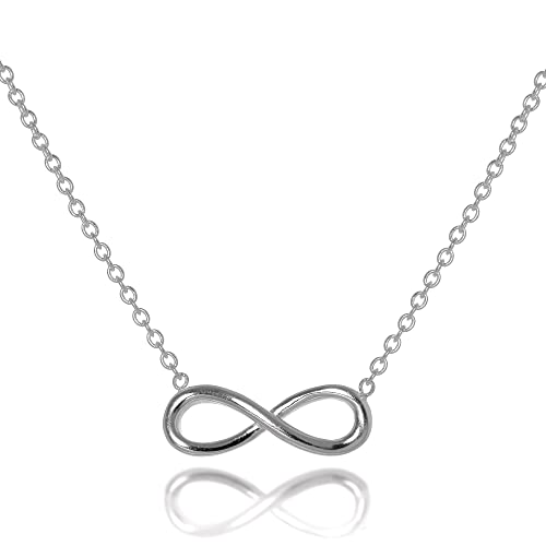 jewellerybox Sterling-Silber Infinity Halskette | Kettenlänge: 40,6cm (16 Inch) + 5cm (2 Inch) Verlängerungskettchen von jewellerybox