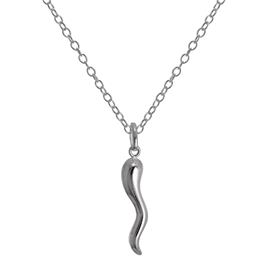 jewellerybox Sterlingsilber Cornicello Hörnchen Anhänger an 45,7 cm (18 Inches) Kette von jewellerybox