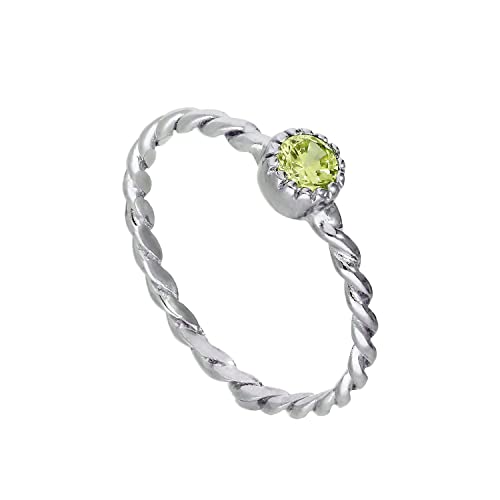 jewellerybox Sterlingsilber & Peridot CZ Kristall August Geburtsstein Gedrehtes Seil Ring Größe 58 (Erhältlich 48-63) von jewellerybox