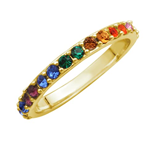 jewellerybox Vergoldeter Sterlingsilber Regenbogen CZ Eternity Ring Größe M von jewellerybox