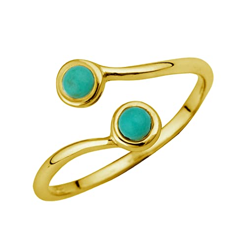 jewellerybox Verstellbarer Ring aus vergoldetem Sterlingsilber und Türkisimitat von jewellerybox