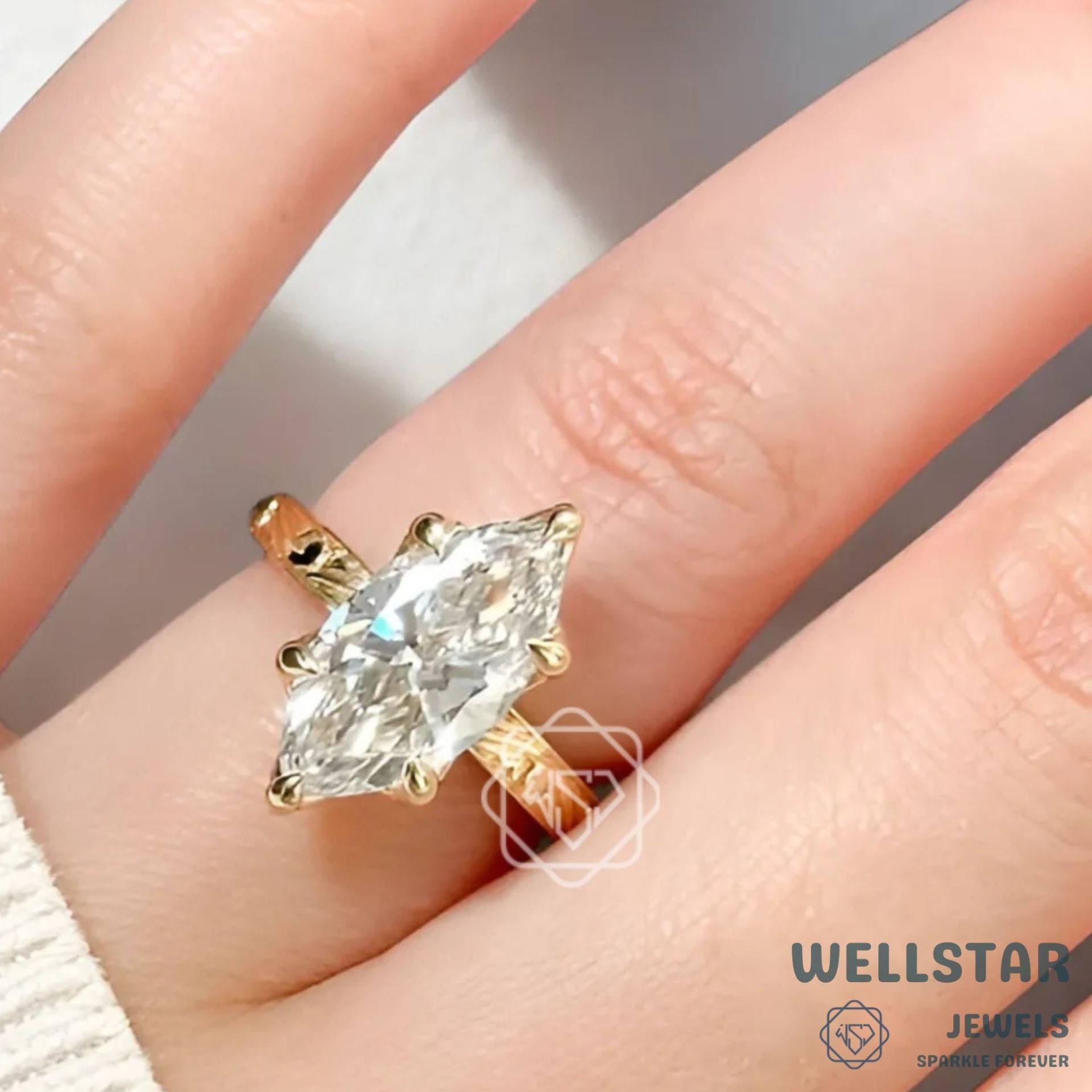 2.00Ct Marquise Brilliant Cut Moissanite Engagement Ring 14K White Gold Unique Fine Jewelry For Women von jewellerybywellstar