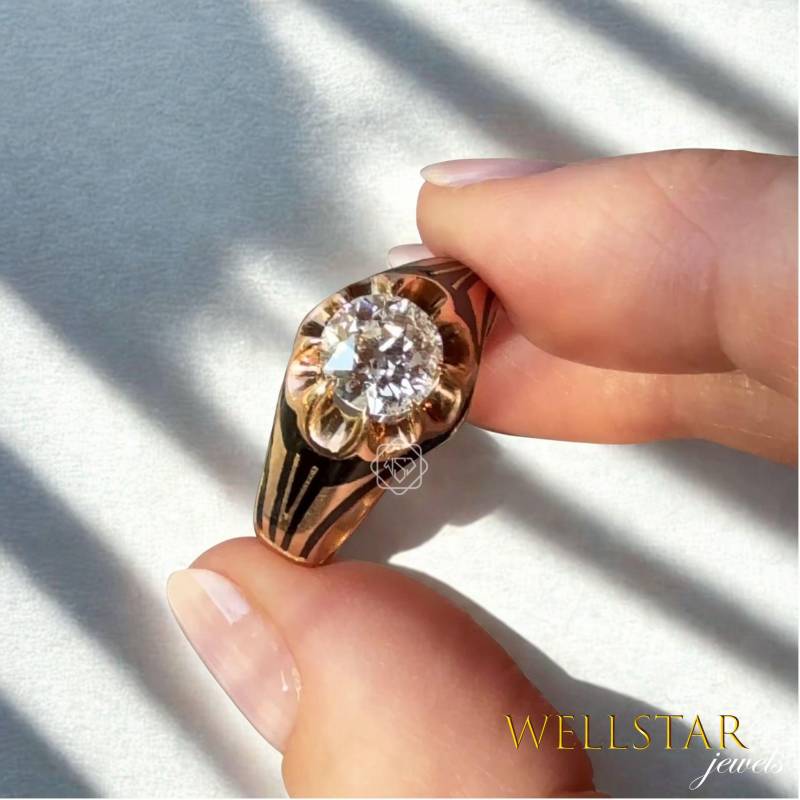 2.00Ct Round Cut Diamond Vintage-Inspired Statement Ring For Men Bezel Set in 14K Yellow Gold 2.00Ct Round Cut Diamond Vintage-Inspired Statement Ring For Men Bezel Set in 14K Yellow Gold von jewellerybywellstar