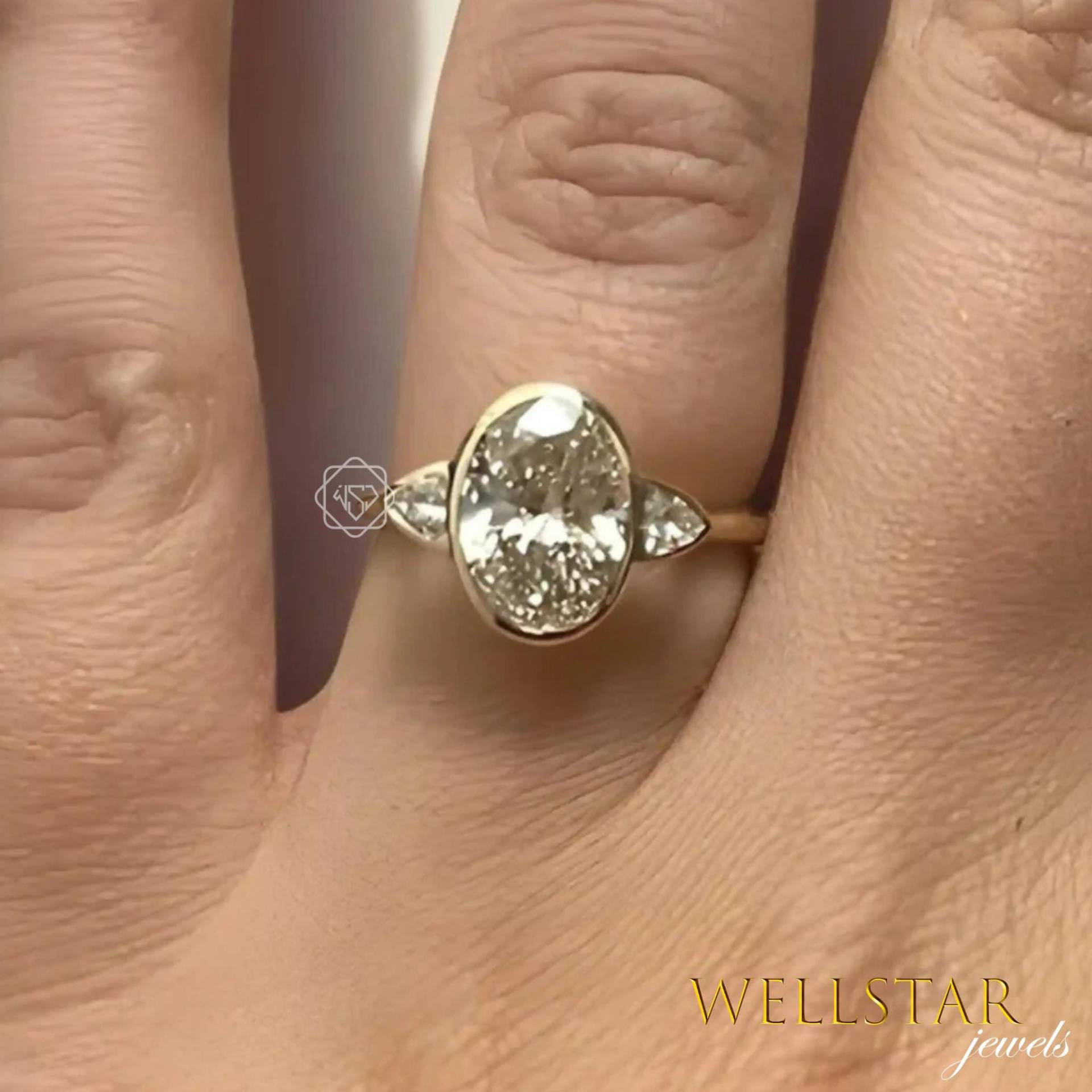 2.50 Ct Moissanite Diamond Bridal Engagement Ring 14K Three Stone Elegant Oval Cut Gold Promise Or Wedding Jewelry von jewellerybywellstar