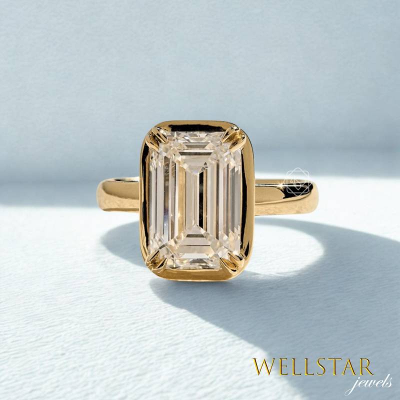 2.50Ct Emerald Cut Moissanite Solitaire Ring Classic 14K Yellow Gold Engagement Jewelry von jewellerybywellstar