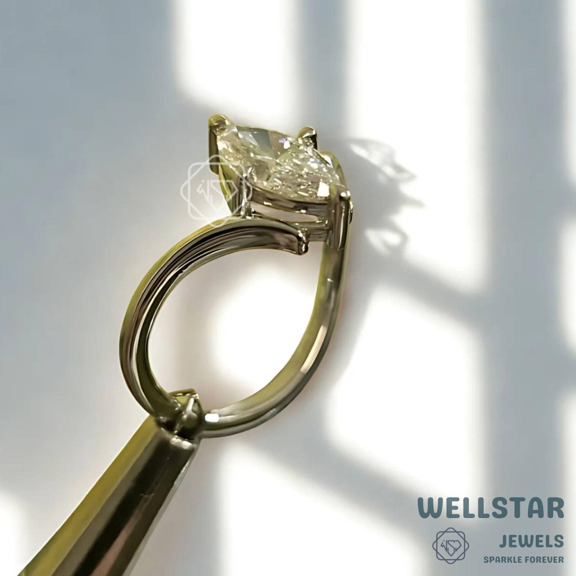 3Ct Marquise Cut Moissanite Ring For Women 14K White Gold Art Deco Engagement Luxury Jewelry For von jewellerybywellstar