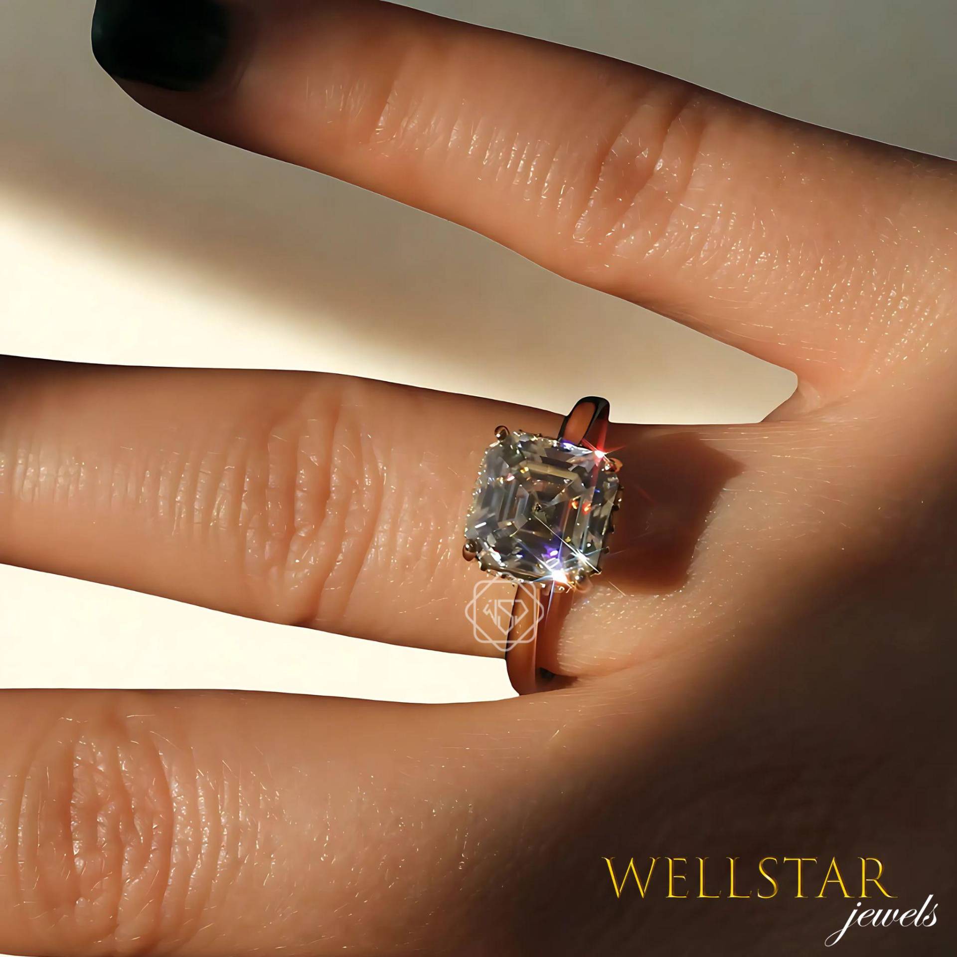 Asscher Cut Moissanite Solitaire Ring 2.50 Ct 10K 14K 18K Gold | Classic Minimalist Engagement Handmade von jewellerybywellstar