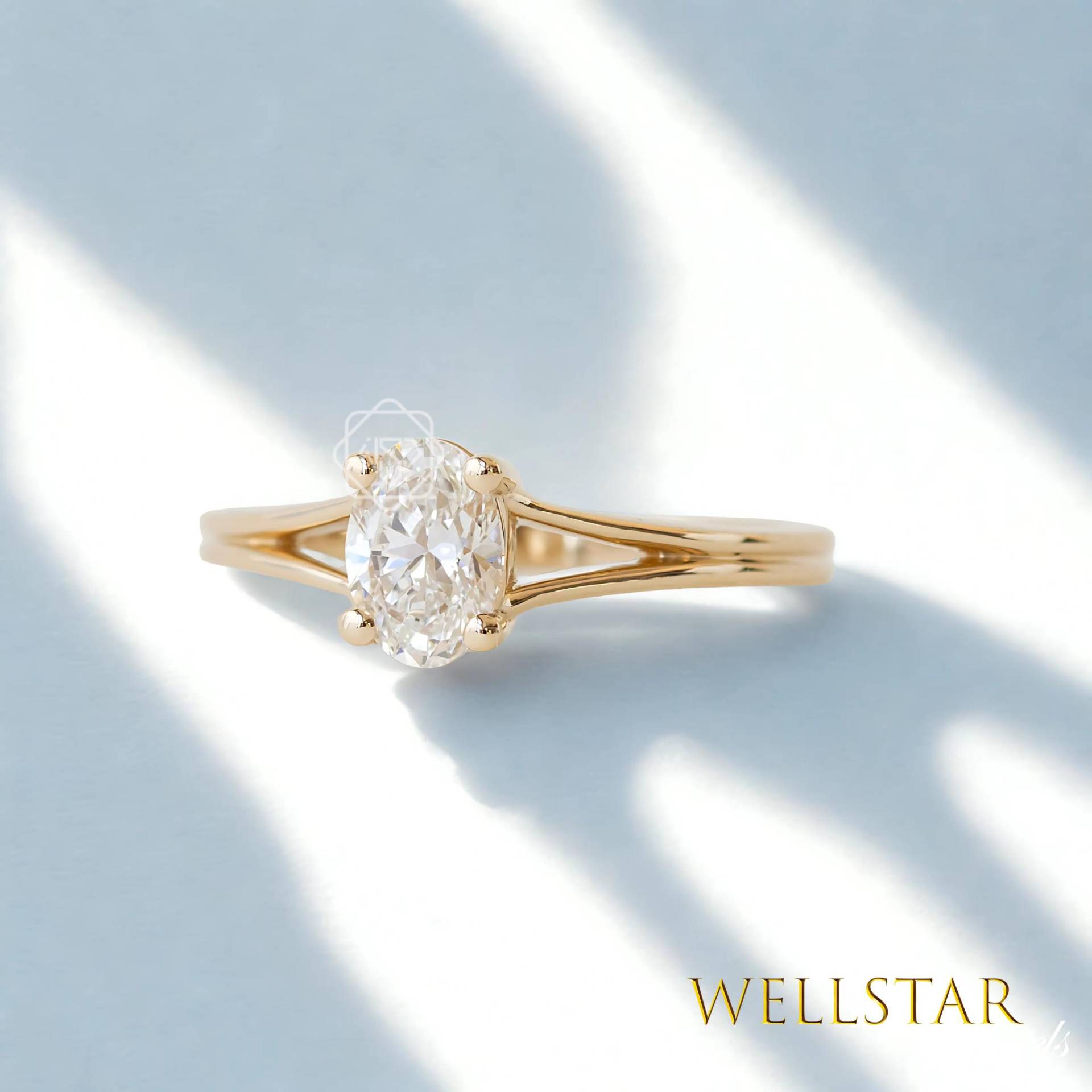 Dainty Minimalist 3.00Ct Oval Cut Engagement Ring | Split Shank Solitaire in 14K Yellow Gold Wedding For Her von jewellerybywellstar