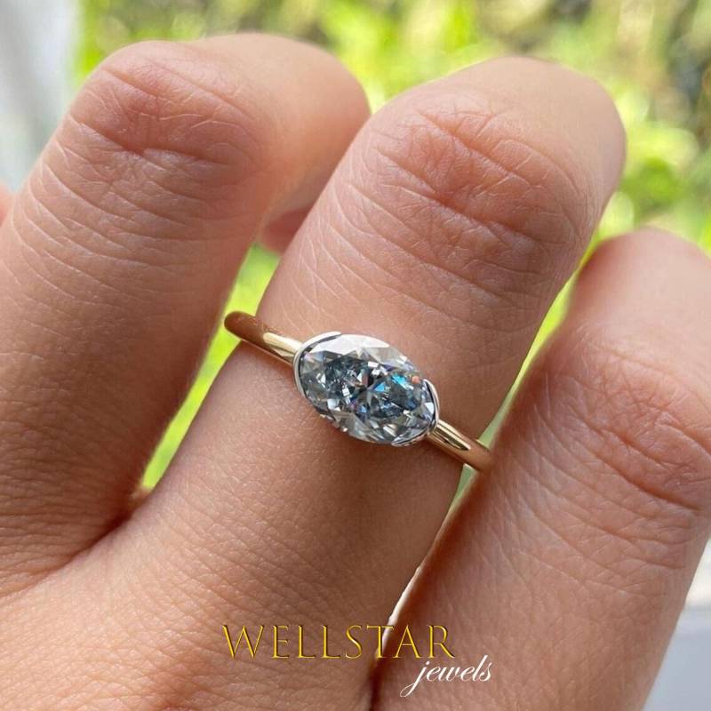 2.50Ct Oval Cut Diamond Solitaire Ring in Bezel Setting | 14K Yellow Gold Engagement Minimalist von jewellerybywellstar