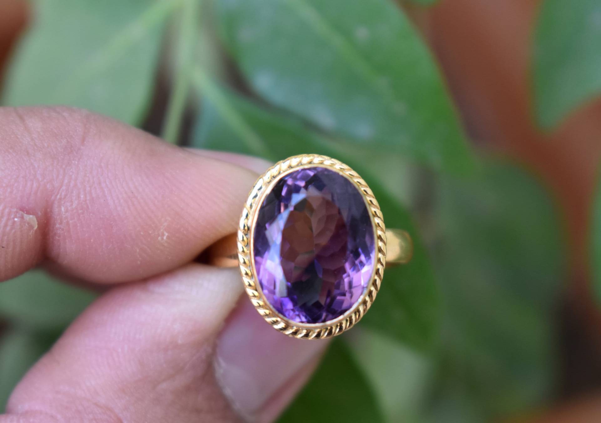 Amethyst Ring, 925 Sterling Silber Lila Farbe Natürlicher Edelstein Rose Gold, Gelb Gold Überzogen, Frauen Ring von jewelleryvilla
