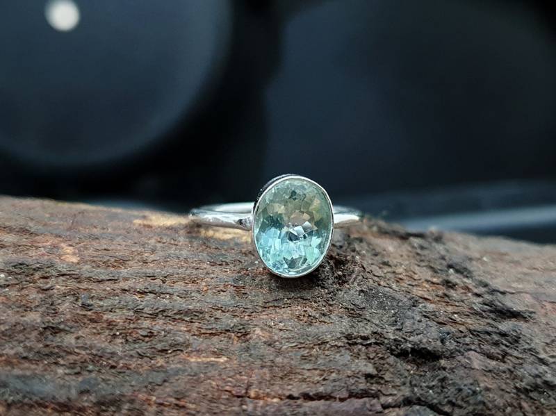 Aquamarin Ring, Handgemachter Edelstein Sterling Silber Natürlicher Schmuck, Rose Gold, Gelb Gold Fill Geschenk Ring von jewelleryvilla